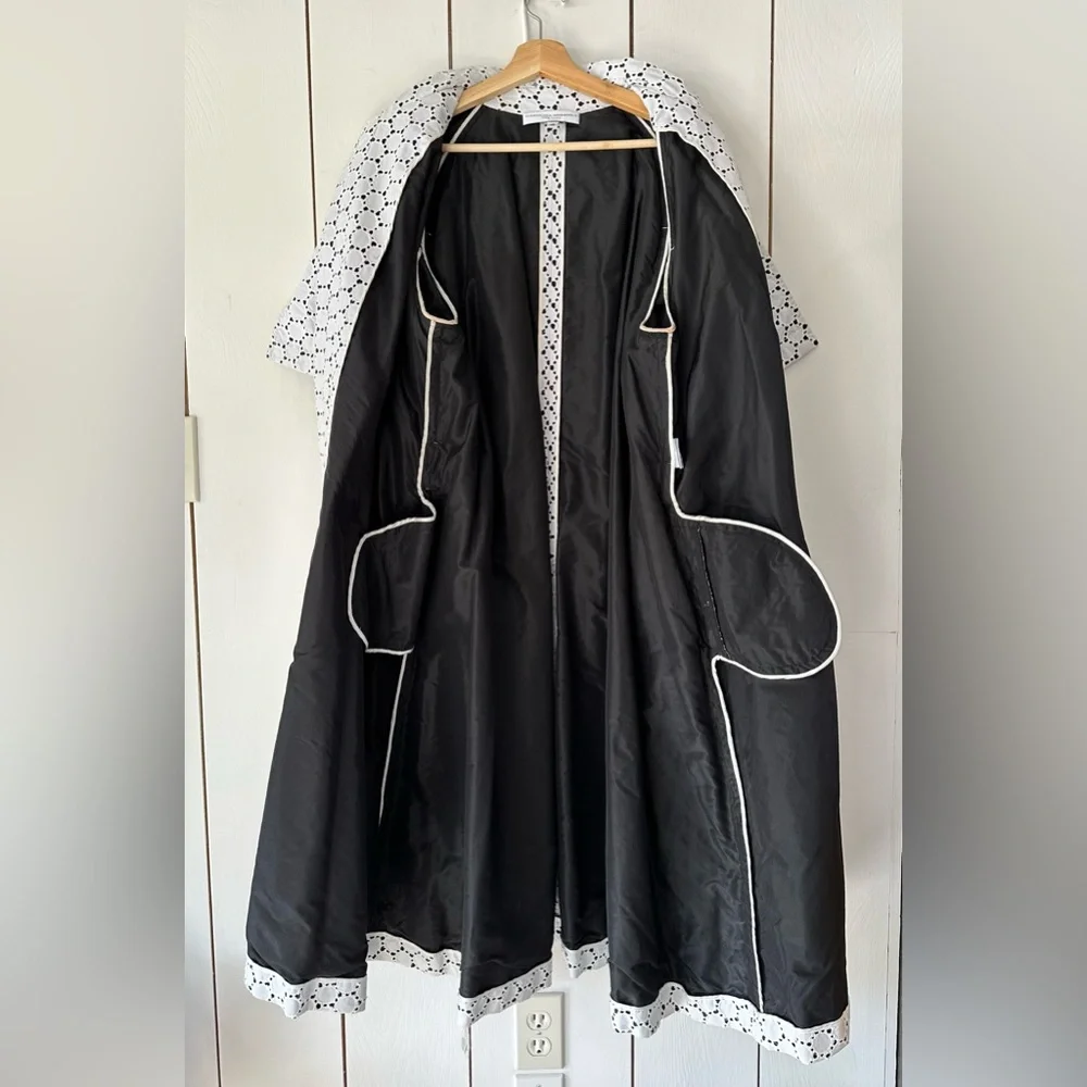 Carolina Herrera Vintage Spring Trench Coat Sz 16 White & Black Italy - Picture 14 of 14